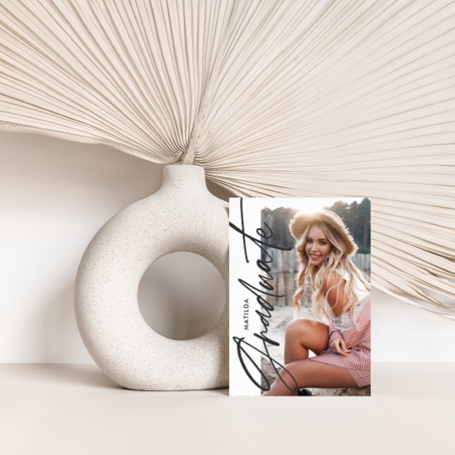 Geometric photo terracotta graduation party announcement (Creator Uploaded)