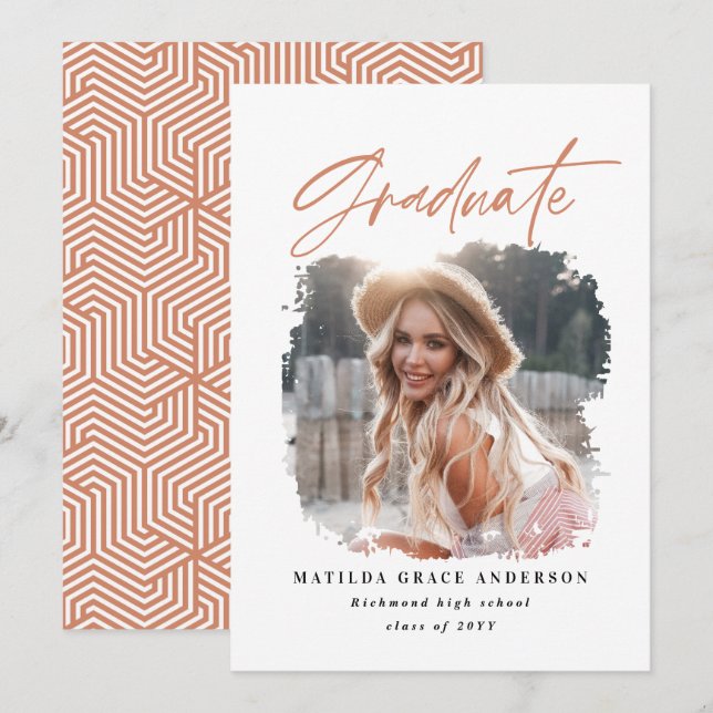 Geometric photo typography graduation announcement (Front/Back)
