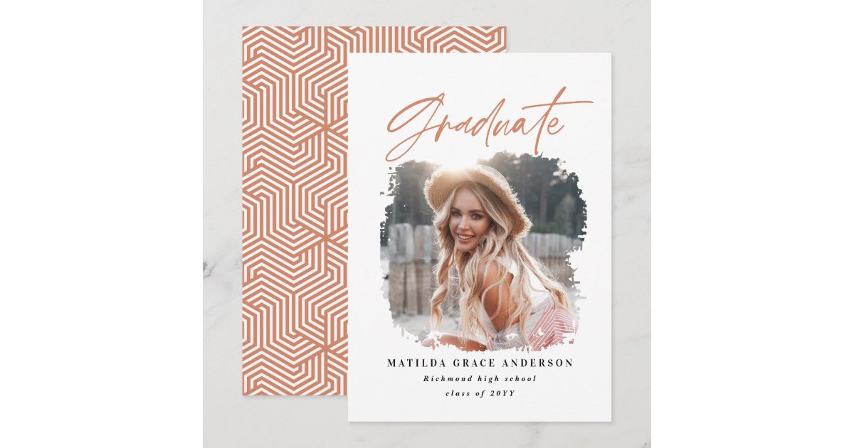Geometric photo typography graduation announcement | Zazzle