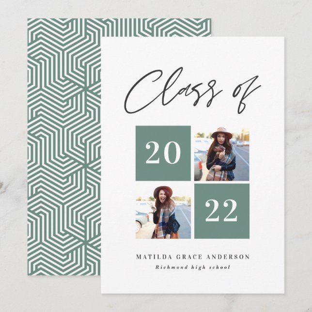 Geometric photo typography graduation announcement (Front/Back)