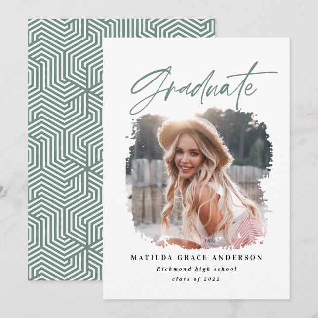 Geometric photo typography graduation announcement (Front/Back)