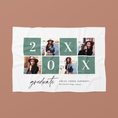 Geometric photo typography graduation announcement fleece blanket