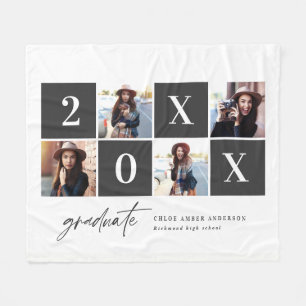 Geometric photo typography graduation announcement fleece blanket