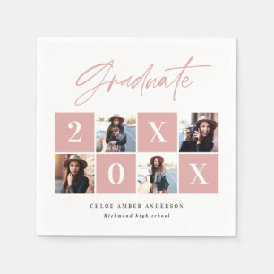 Geometric photo typography graduation party decor napkins