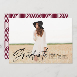 Geometric photo typography graduation party invite