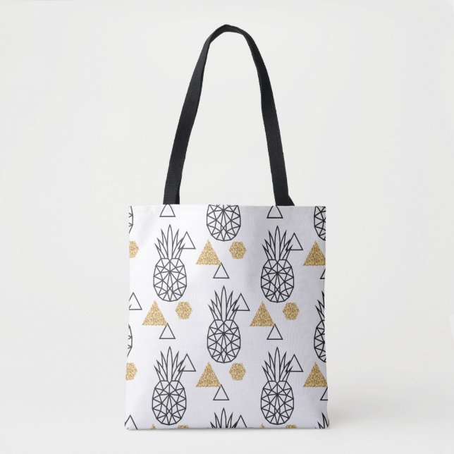 Geometric Pineapple Gold Dots Pattern. Tote Bag (Front)
