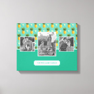 Geometric Pineapple Pattern   Family Photos & Text Canvas Print