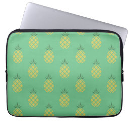 Geometric Pineapple Pattern on Green Laptop Sleeve