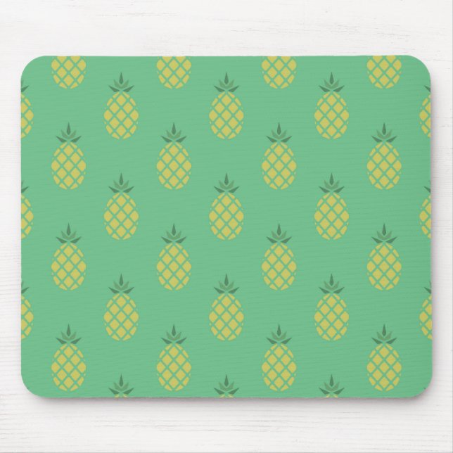 Geometric Pineapple Pattern on Green Mouse Pad (Front)