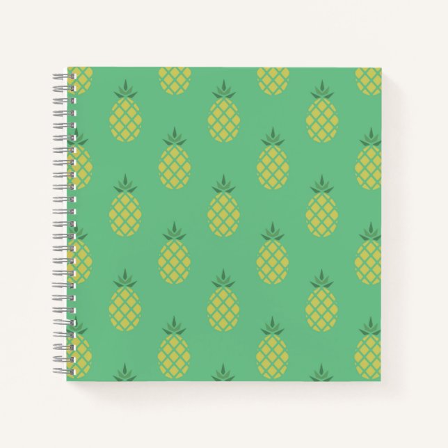 Geometric Pineapple Pattern on Green Notebook (Front)