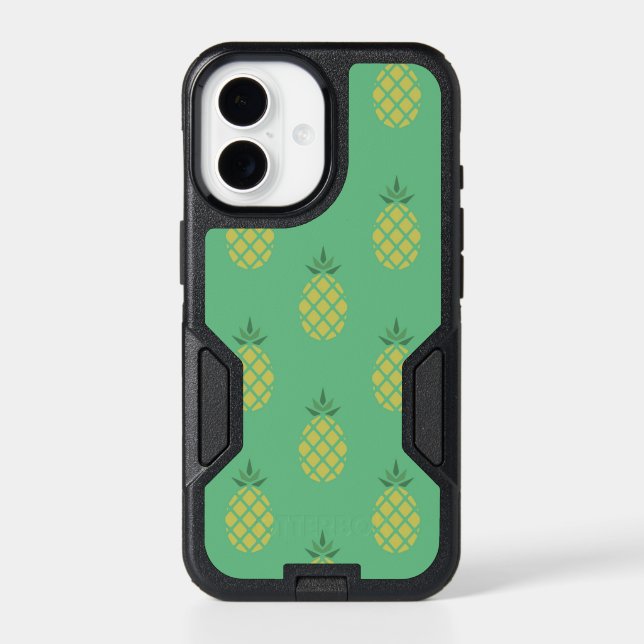 Geometric Pineapple Pattern on Green Otterbox iPhone Case (Back)