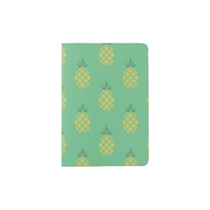 Geometric Pineapple Pattern on Green Passport Holder