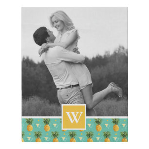 Geometric Pineapple Pattern   Photo With Monogram Faux Canvas Print