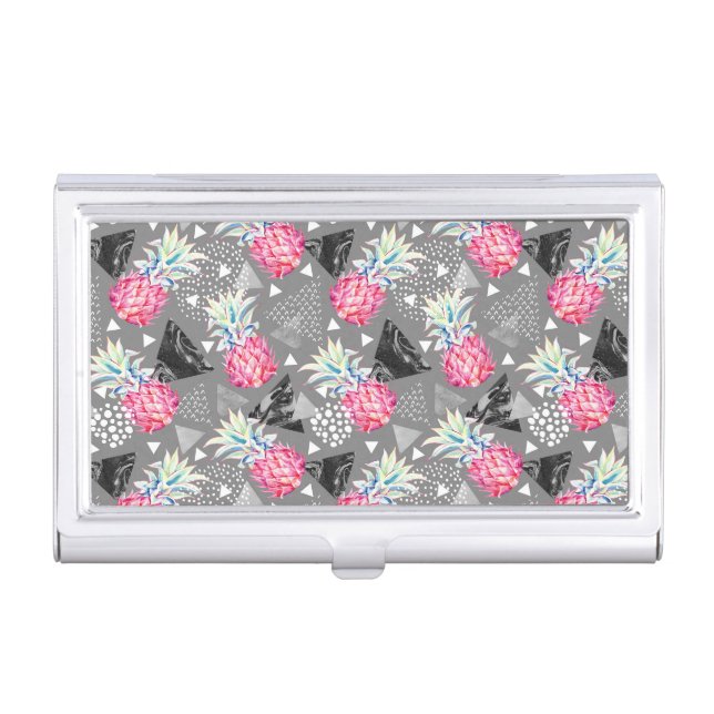 Geometric Pineapple Textured Pattern Business Card Holder (Front)