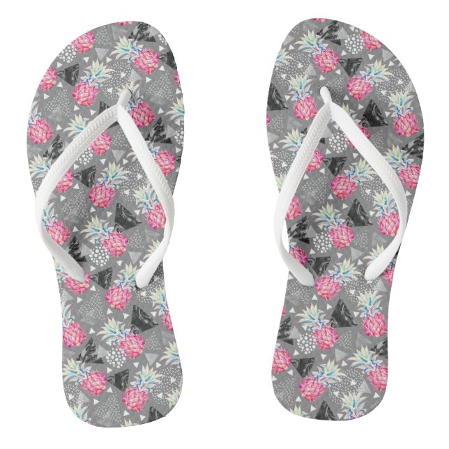 Geometric Pineapple Textured Pattern Flip Flops (Footbed)