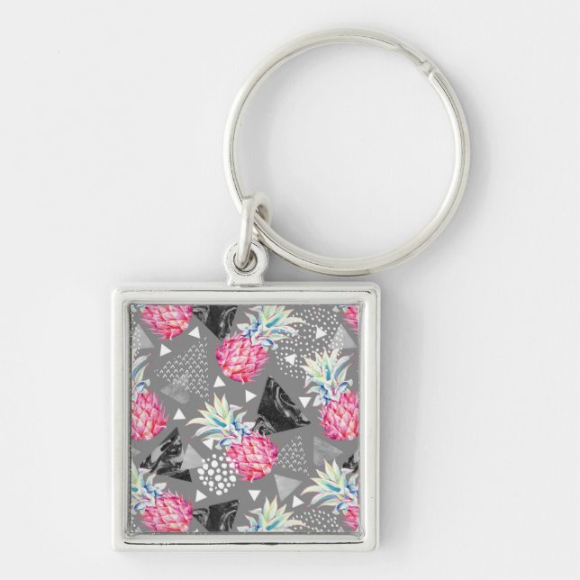 Geometric Pineapple Textured Pattern Keychain (Front)
