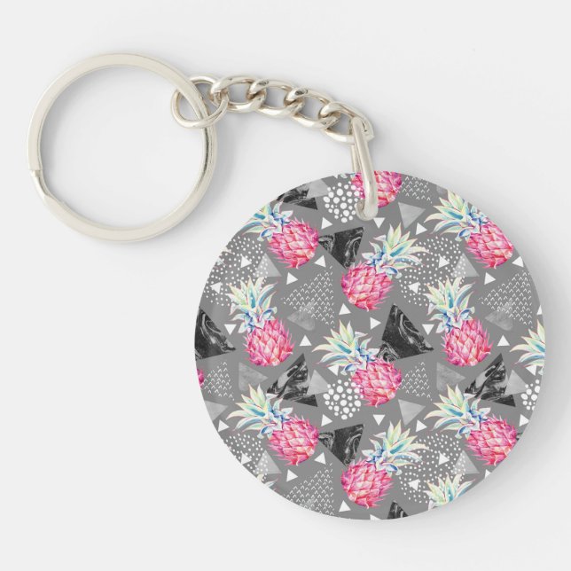 Geometric Pineapple Textured Pattern Keychain (Front)