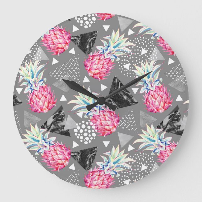 Geometric Pineapple Textured Pattern Large Clock (Front)