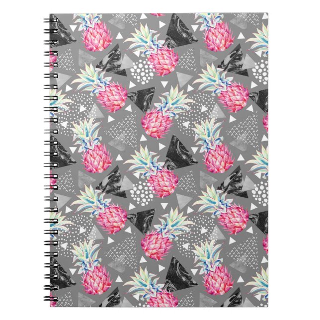 Geometric Pineapple Textured Pattern Notebook (Front)