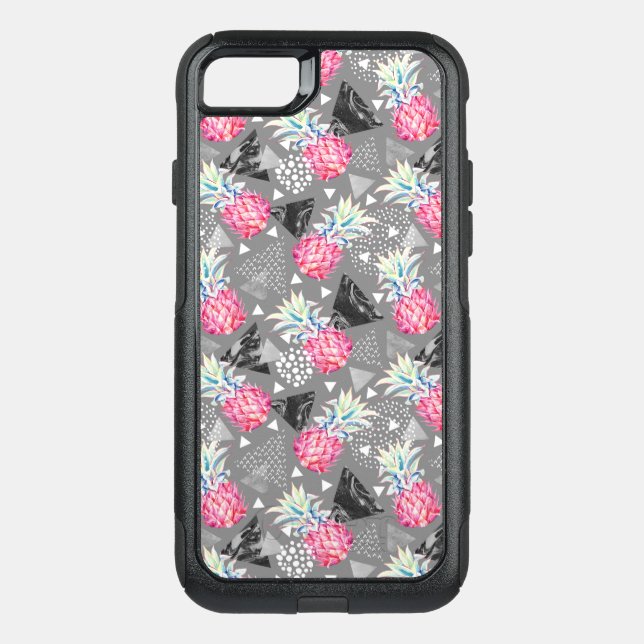 Geometric Pineapple Textured Pattern Otterbox iPhone Case (Back)