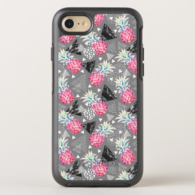 Geometric Pineapple Textured Pattern Otterbox iPhone Case (Back)