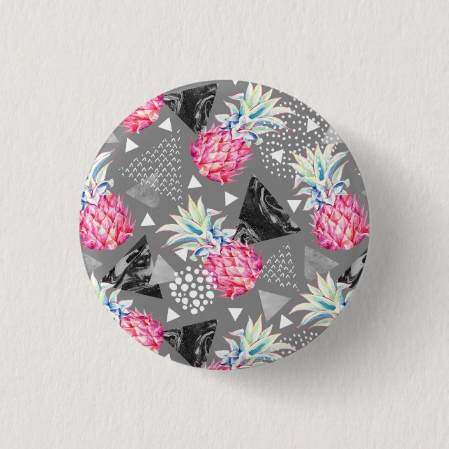 Geometric Pineapple Textured Pattern Pinback Button (Front)