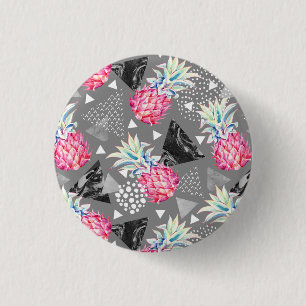 Geometric Pineapple Textured Pattern Pinback Button