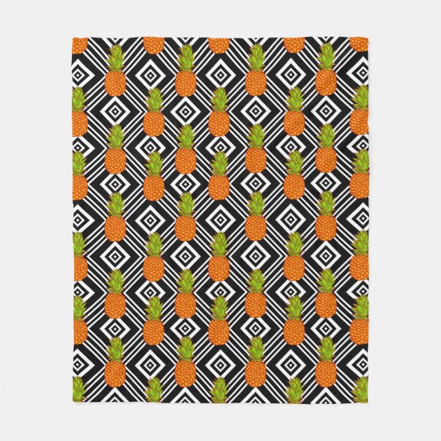 Geometric Pineapples Fleece Blanket (Front)