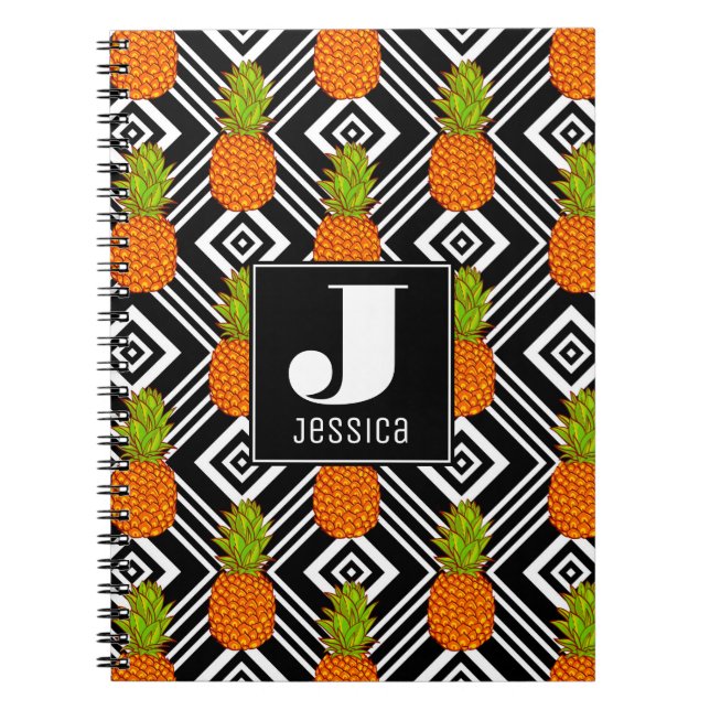 Geometric Pineapples | Monogram Notebook (Front)
