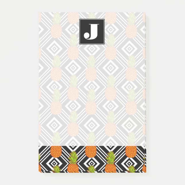 Geometric Pineapples | Monogram Post-it Notes (Front)