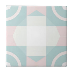 Geometric pink and green pattern ceramic tile