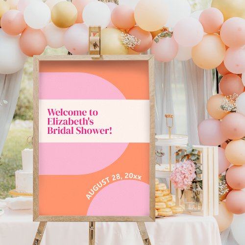 Geometric Pink and Orange Welcome Sign
