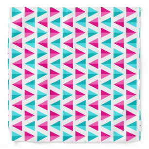 Geometric Pink & Aqua Blue Triangles Pattern Bandana