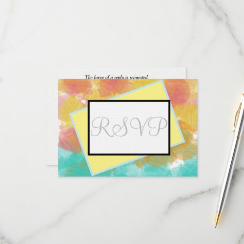 Geometric Pink Blue Yellow Watercolor RSVP