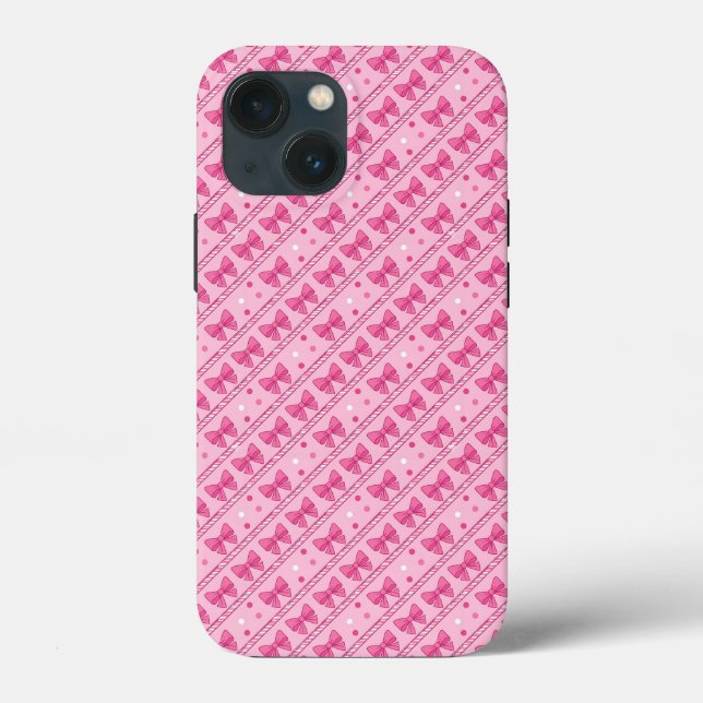 Geometric Pink Bows Polka Dots Coquette Case-Mate iPhone Case (Back)