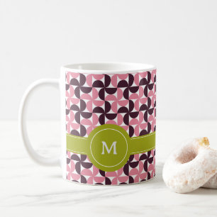 Geometric Pink Burgundy Floral Green Lime Monogram Coffee Mug