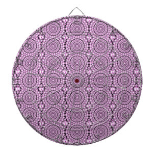 Geometric Pink Diamonds Glitter Black Background Dartboard With Darts
