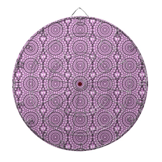 Geometric Pink Diamonds Glitter Black Background Dartboard With Darts (Front)