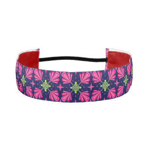 Geometric Pink Floral Petals Abstract pattern Athletic Headband