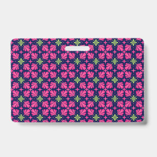 Geometric Pink Floral Petals Abstract pattern Badge