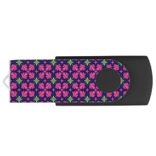 Geometric Pink Floral Petals Abstract pattern Flash Drive