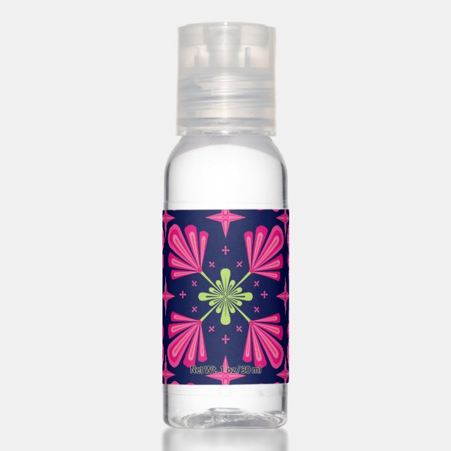 Geometric Pink Floral Petals Abstract pattern Hand Sanitizer (Front)