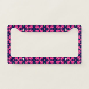 Geometric Pink Floral Petals Abstract pattern License Plate Frame