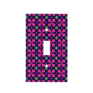 Geometric Pink Floral Petals Abstract pattern Light Switch Cover