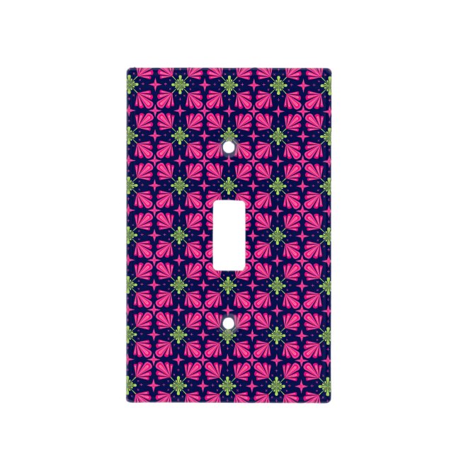Geometric Pink Floral Petals Abstract pattern Light Switch Cover (Front)
