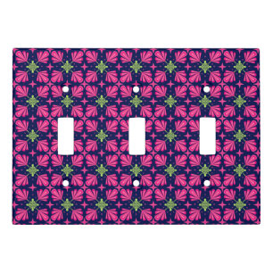 Geometric Pink Floral Petals Abstract pattern Light Switch Cover