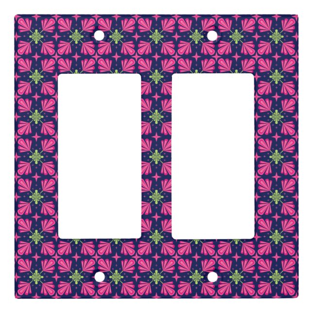 Geometric Pink Floral Petals Abstract pattern Light Switch Cover (Front)