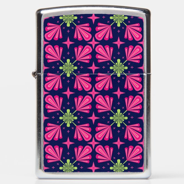 Geometric Pink Floral Petals Abstract pattern Zippo Lighter (Front)