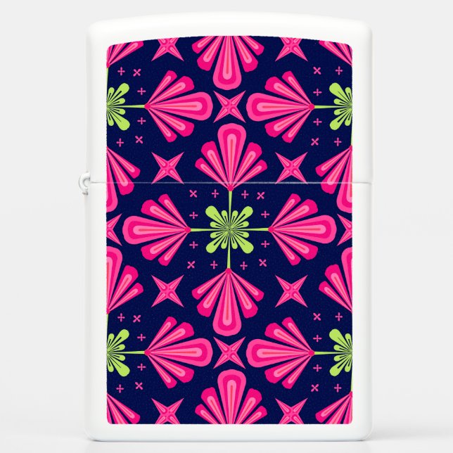 Geometric Pink Floral Petals Abstract pattern Zippo Lighter (Front)