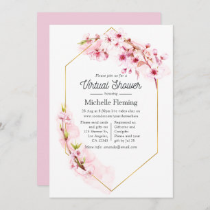 Geometric Pink Floral Spring Virtual Baby Shower Invitation